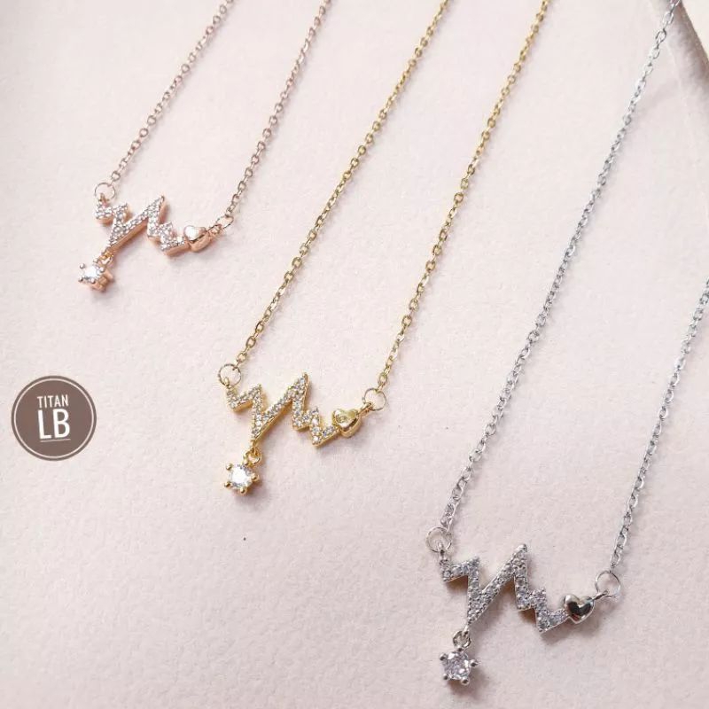 Kalung Rantai Titanium liontin detak jantung