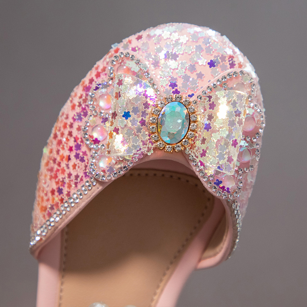 Frozen Sandal Anak pearl payet sepatu putri perempuan Anak Motif Pita （Add shoe box）