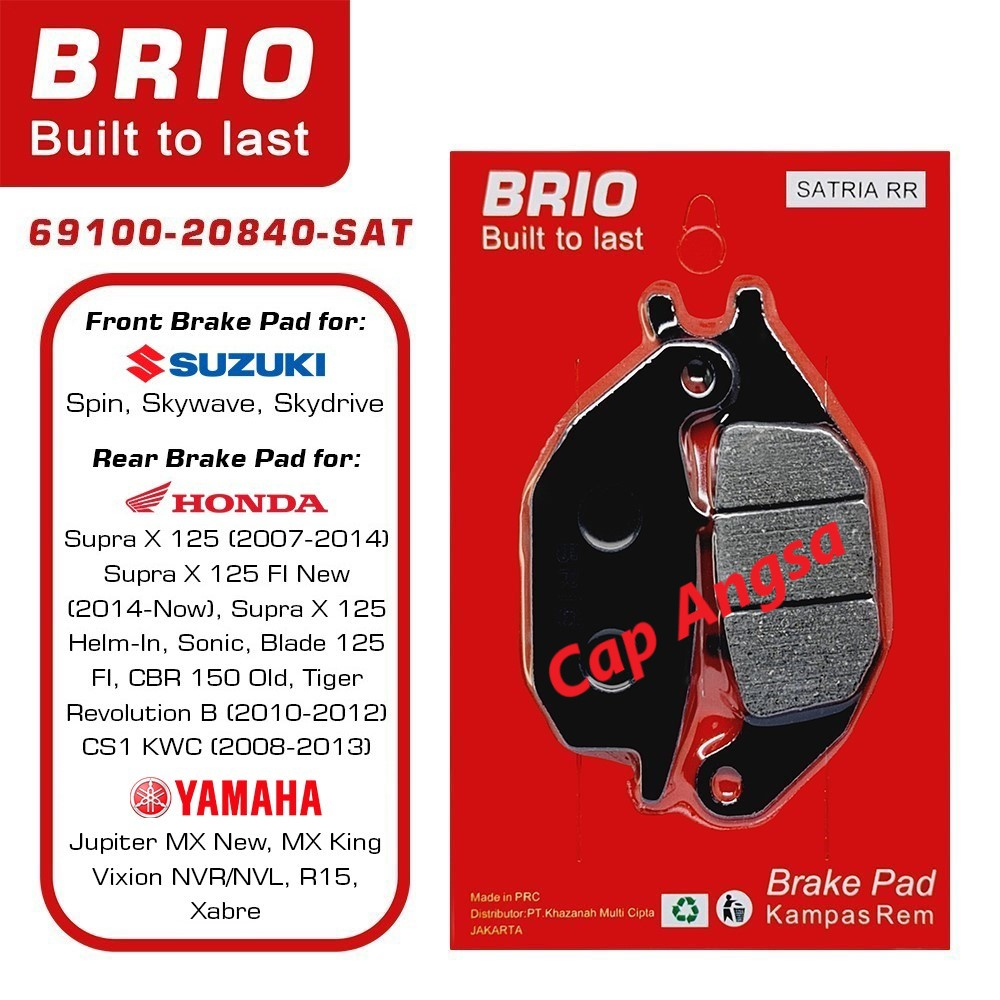 BRIO FRONT BRAKE PAD KAMPAS REM DEPAN DISC DISPED REM SATRIA FU RR 150 JUPITER MX SUPRA X 125 SKYDRIVE 20pc 1dus