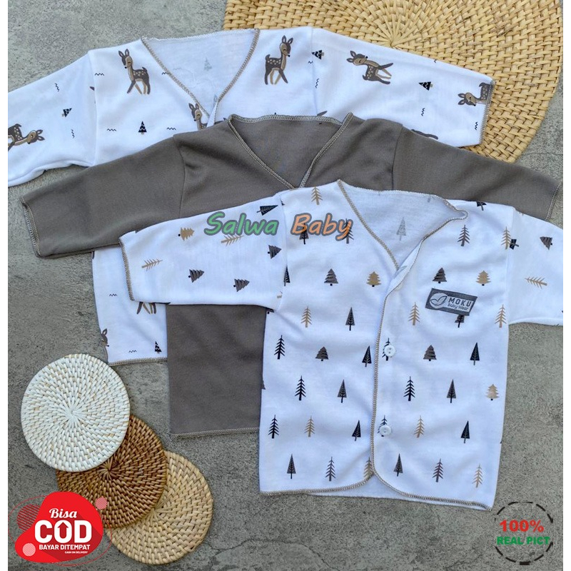 Isi 6 PCS Baju Celana Bayi / 3 Setel Baju Lengan Panjang Celana Panjang Usia 0-3 Bulan Seri Coklat Polisi Anababy