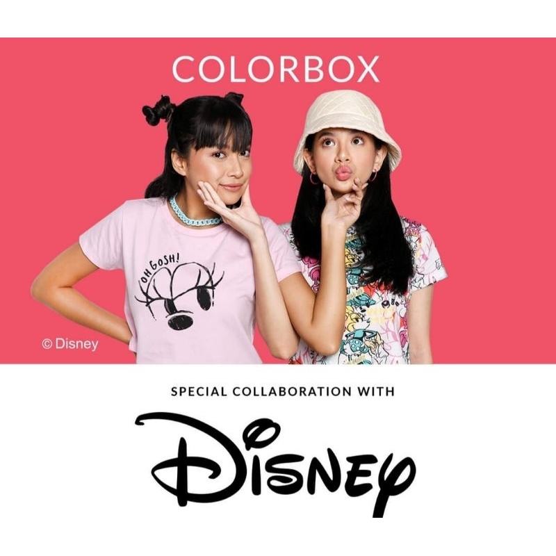 Kaos Crop Top wanita disney pink colorbox size L