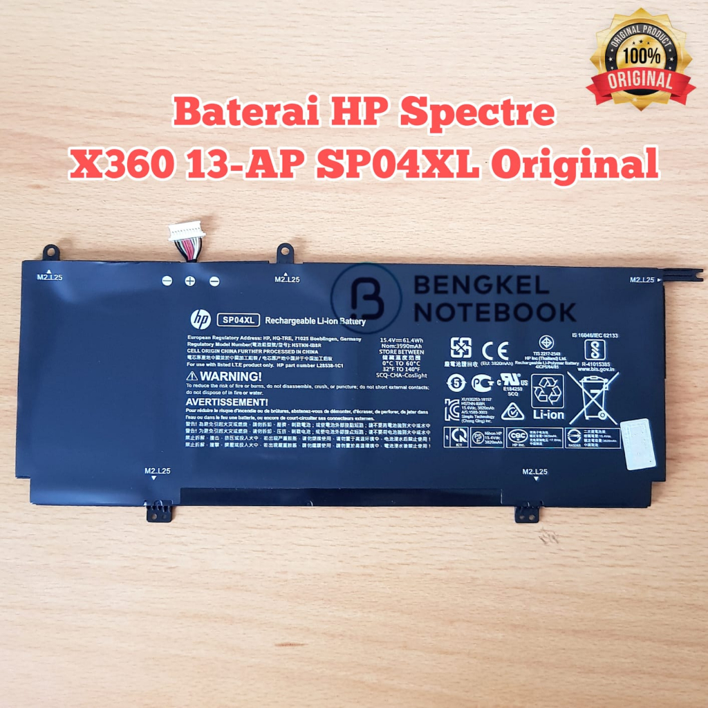 Baterai HP Spectre X360 13-AP 13-T HSTNN-IB8R TPN-Q185 TPN-Q203 SP04XL SP04