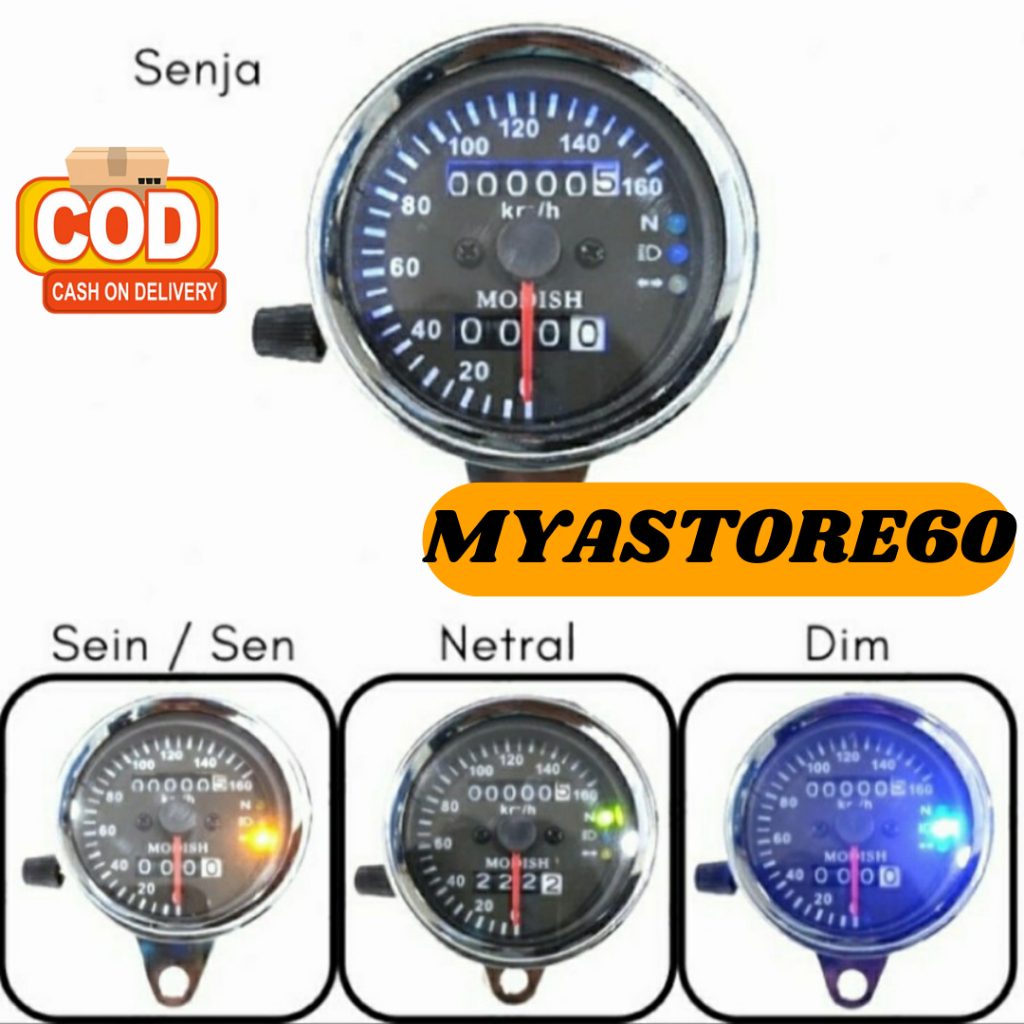 Speedometer Spidometer Model Bulat Kilometer 12 Volt LED Motor Speedo Meter Spido Meter Bulat 12V UNIVERSAL