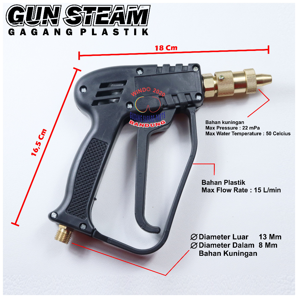GUN STEAM UMUM | STANG STEAM | PISTOL STEAM | GUN JET CLEANER | GUN STEAM PENDEK | TEMBAKAN STEAM