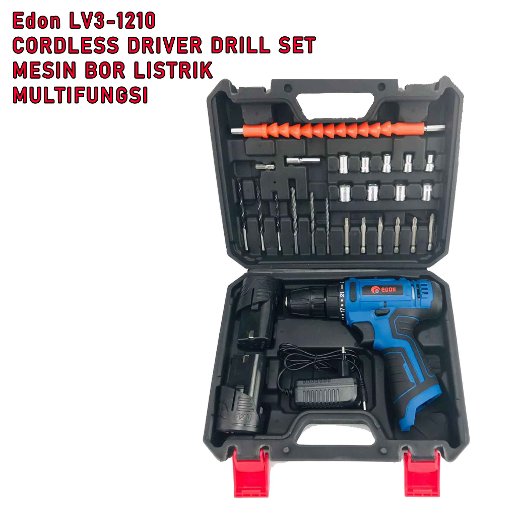 Cordless Driver Drill * Edon Lv3-1210 * Mesin Bor Listrik * Bor Multifungsi