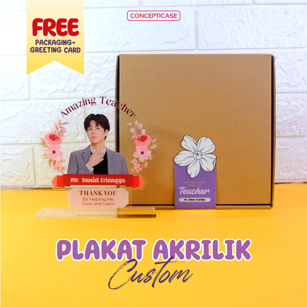 PLAKAT AKRILIK LED TROPHY CUSTOM SOUVENIR HADIAH GURU HADIAH WISUDA