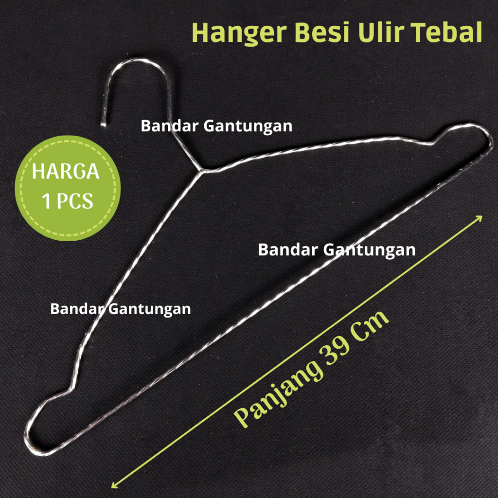 Hanger Besi Ulir Gantungan Baju Ulir Besi Tebal Gantungan Baju Dewasa Warna Silver Atau Croom - Bh