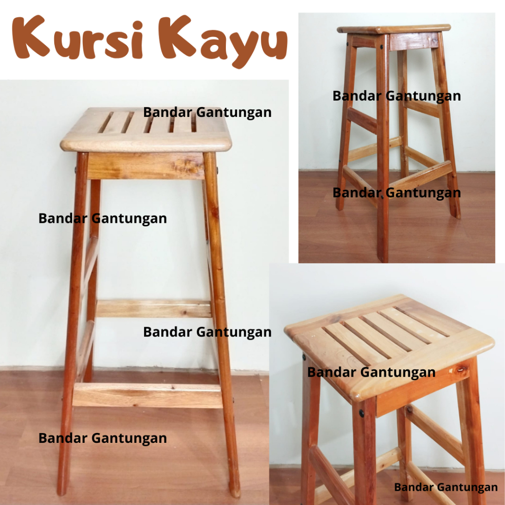 Bangku Kursi Kayu Tinggi / Kursi Counter / Kursi Baso / Kursi Bar / Kursi Cafe (BH)