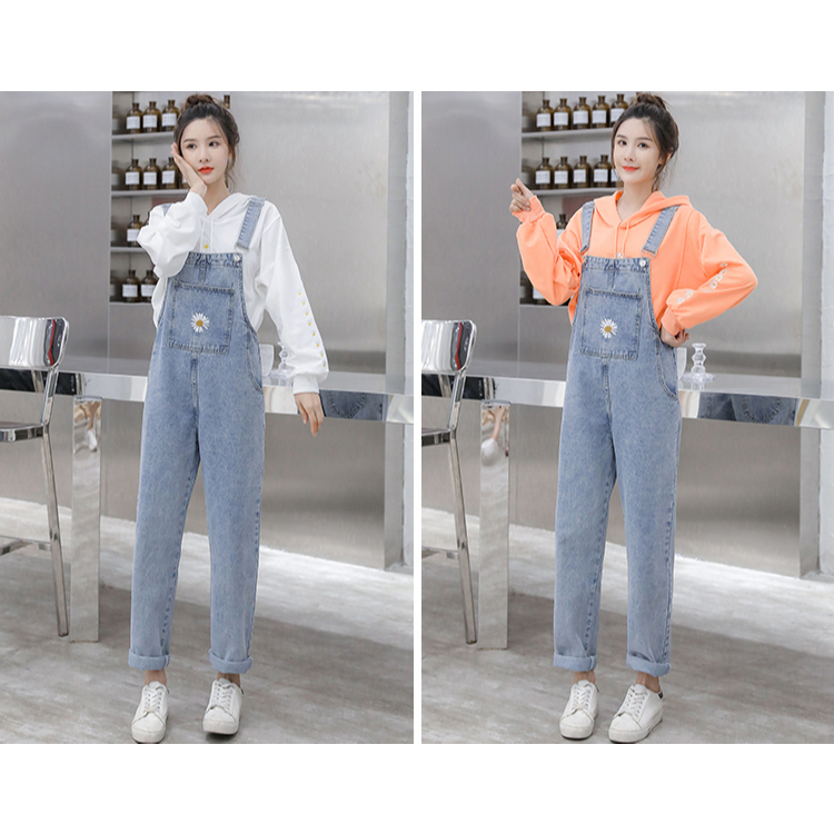 Jeans Jumpsuit Wanita Santai Biru muda / Overall Denim Wanita Import