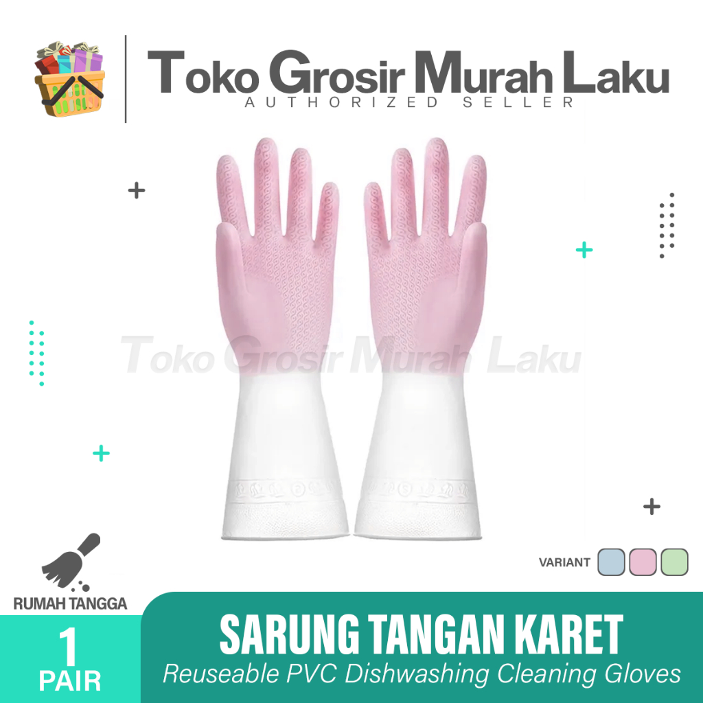 SARUNG TANGAN KARET 2 WARNA - SARUNG TANGAN KARET CUCI PIRING ANTI AIR