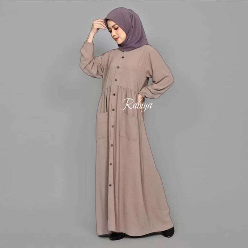 Gamis Terbaru Raya Dress Crinkle Ukuran Jumbo Size L XL XXL 3XL 4XL