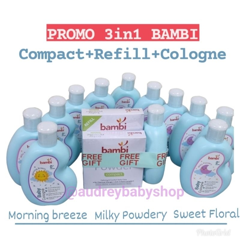 Bambi Baby Compact Powder FREE COLOGNE ...EXP 2026 BUNDLING 3in1