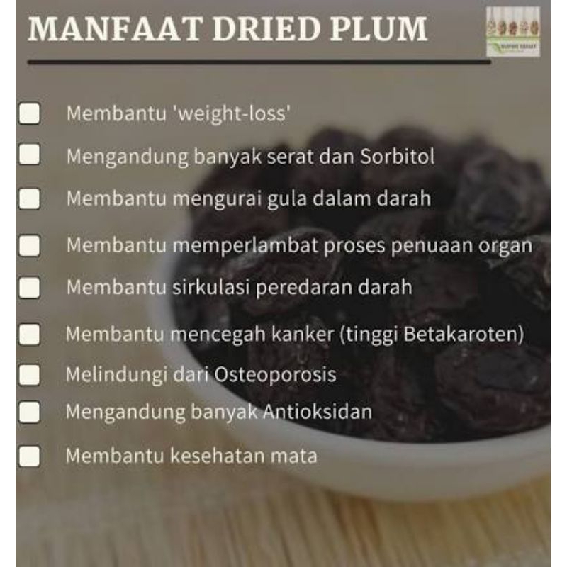 Prunes Prune Buah Plum Kering 1Kg 500gr 250gr 100gr