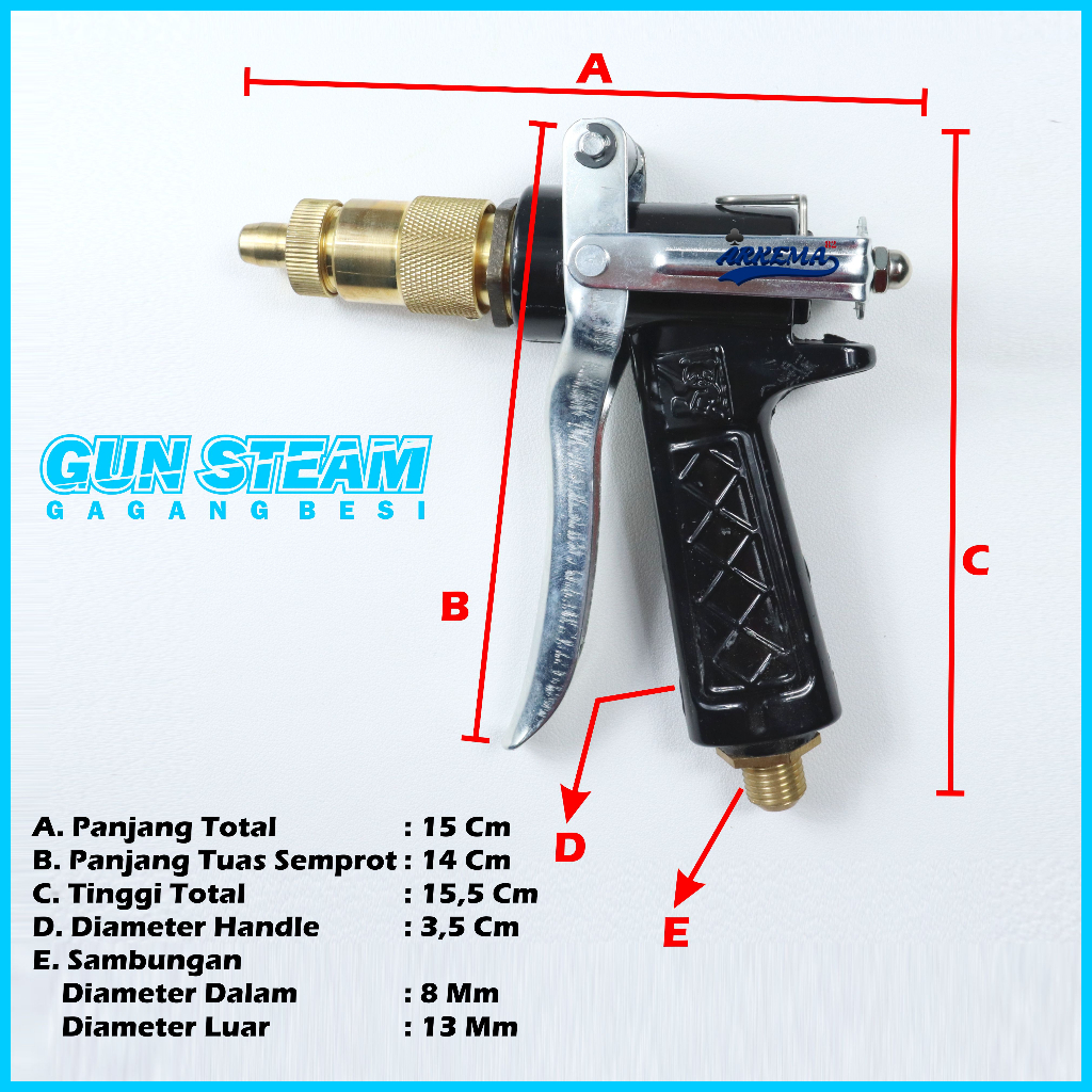 GUN STEAM UMUM | STANG STEAM | PISTOL STEAM | GUN JET CLEANER | GUN STEAM PENDEK | TEMBAKAN STEAM