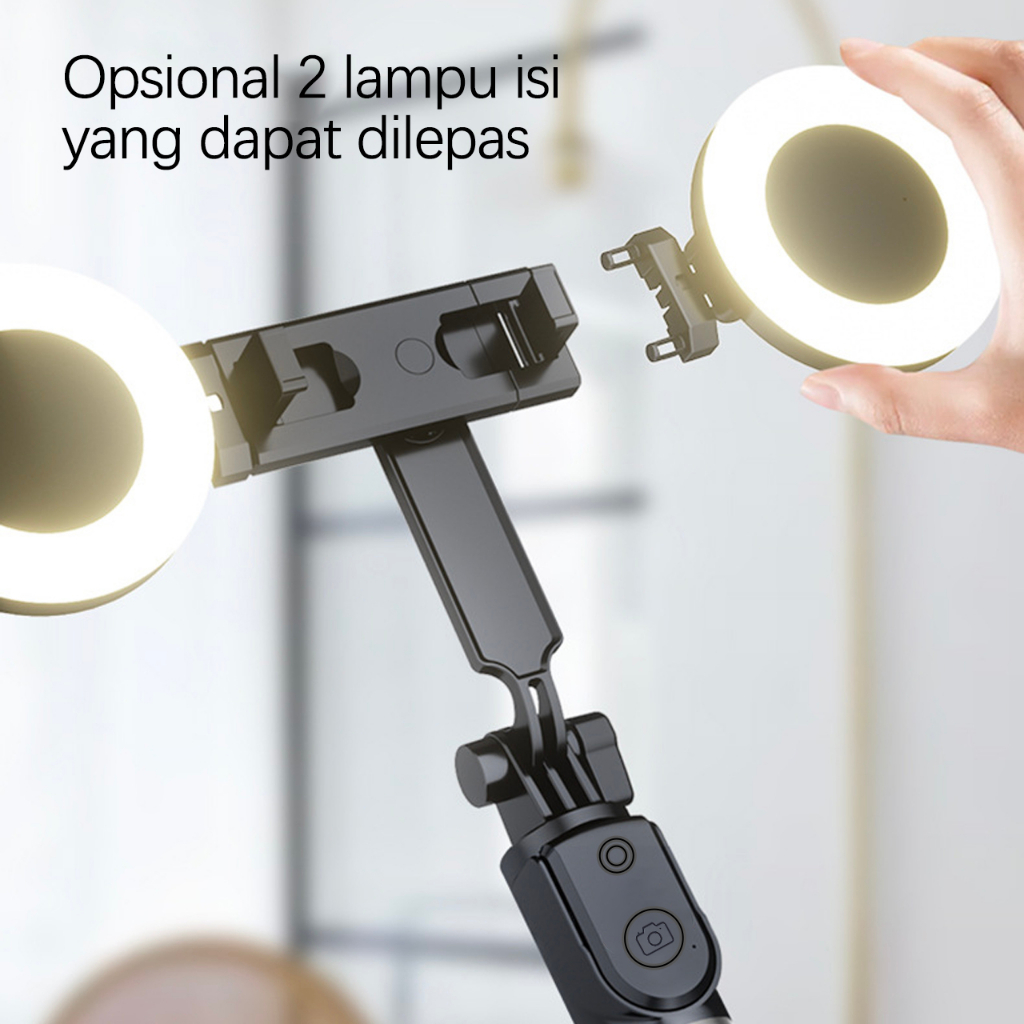 Tongsis Tripod 170CM Remote Selfie Stick Bluetooth Kamera hp Ring Light lampu Selfie Holder 1.7M