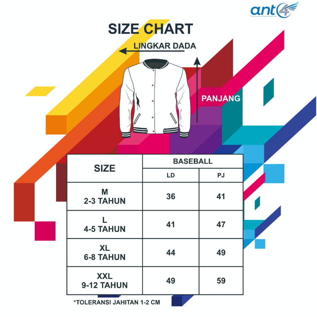 JAKET BASEBALL ANAK UMUR 2 - 12 TAHUN JACKET ANAK LAKI LAKI PEREMPUAN POLOS