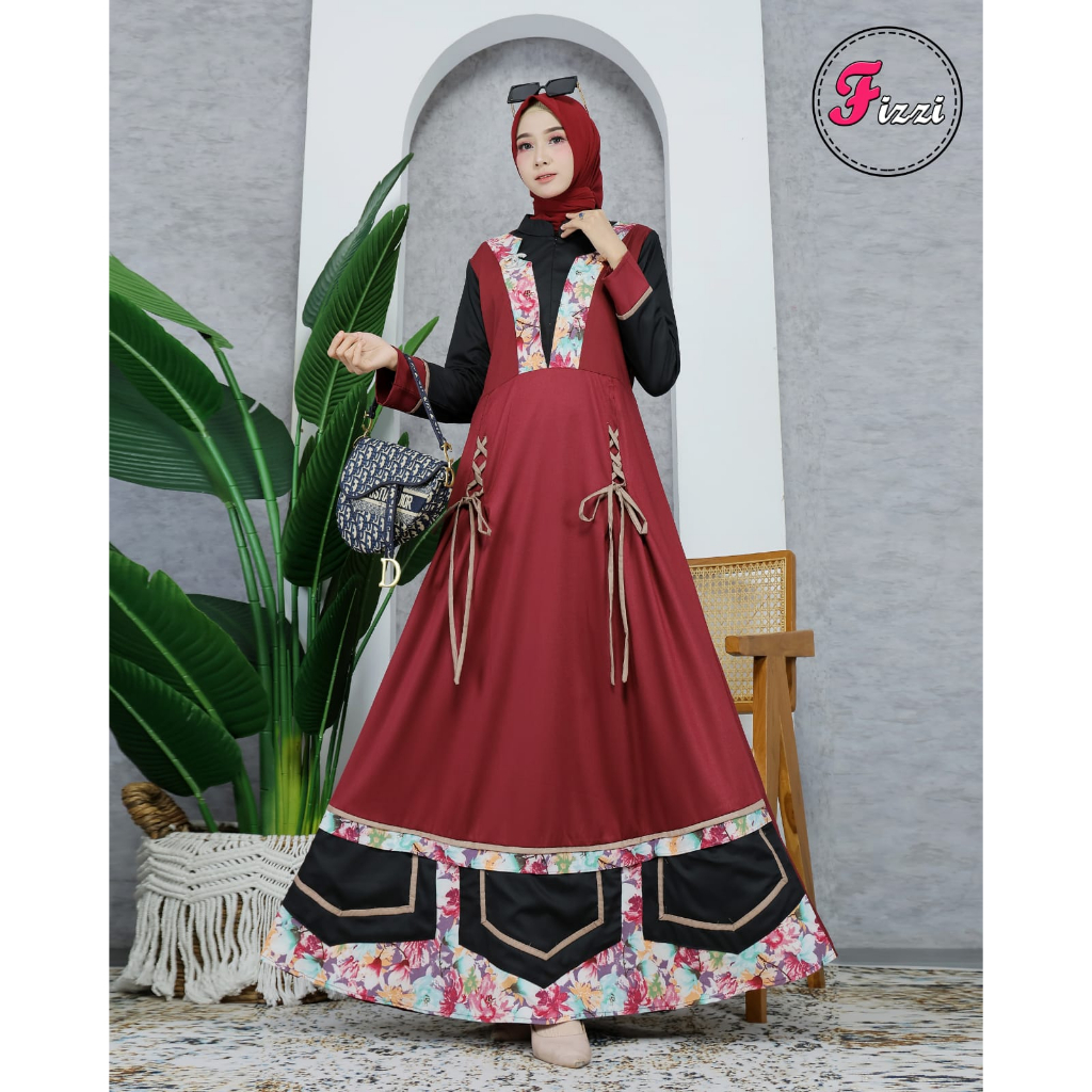 M12 Gamis toyobo kombinasi bunga tali gamis kekinian gamis warna sage muslimah gamis yang paling ban