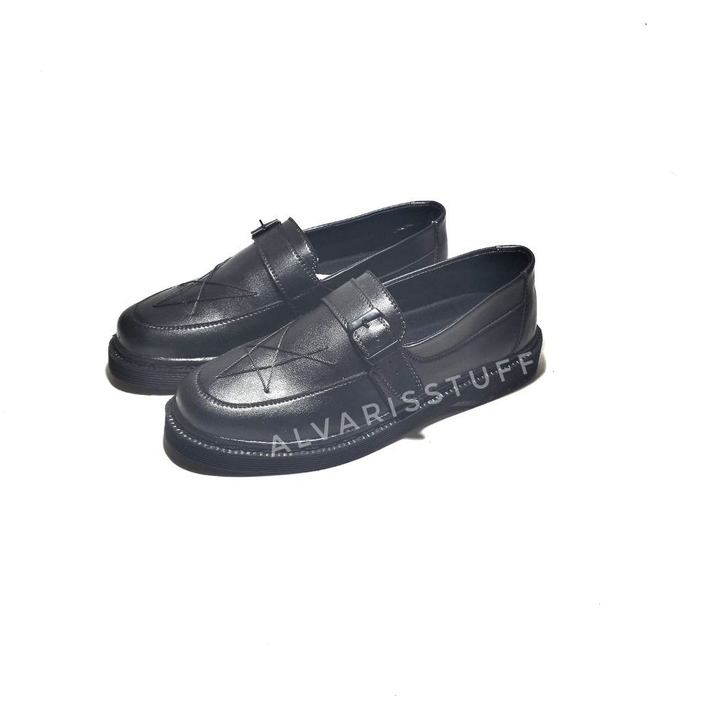 Alvarisstuff R4 Starlight Full Black - Sepatu penny loafers pria