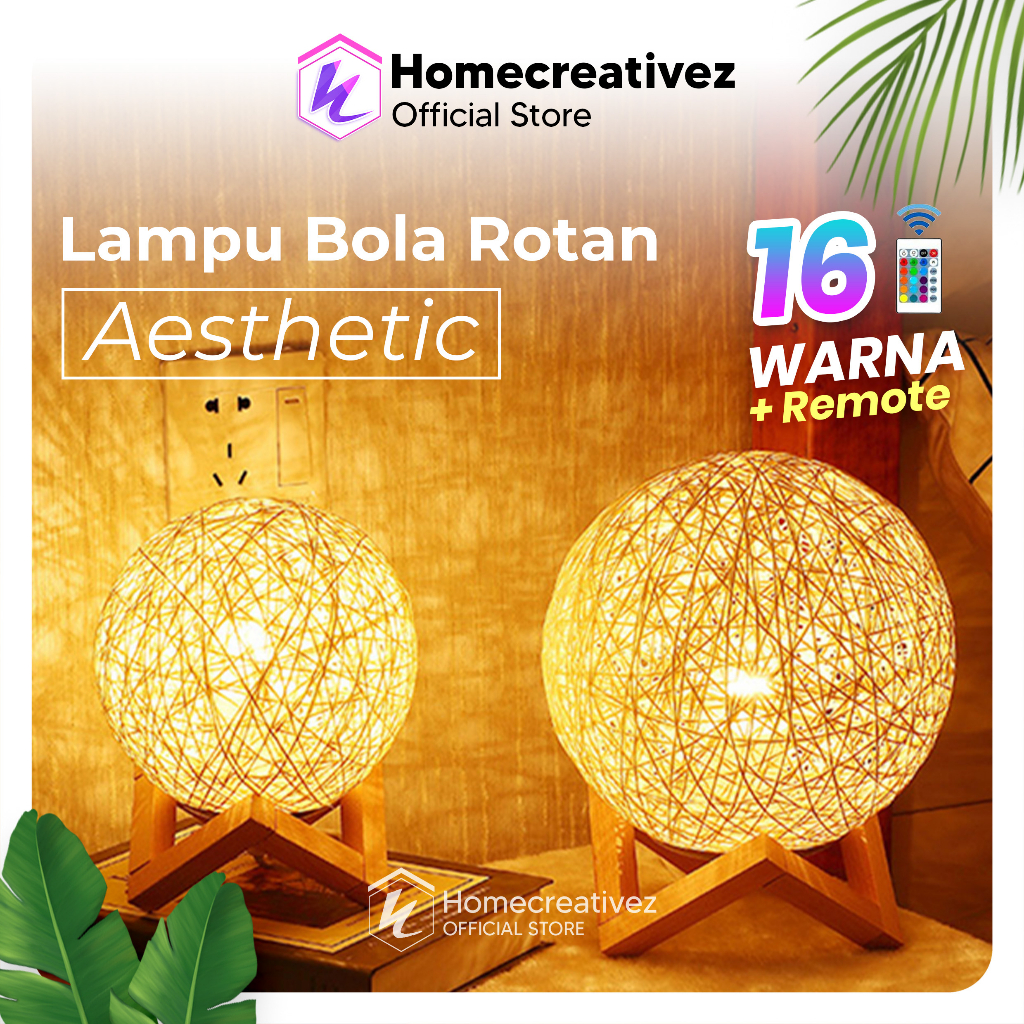 Homecreativez Lampu Tidur Bola Rotan 3D Night Light USB Aesthetic