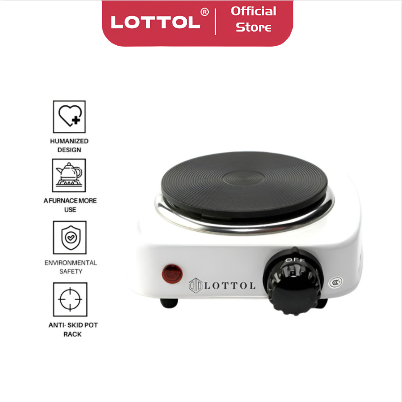 LOTTOL Kompor Listrik Mini Hot Plate Electric Cooking 500W