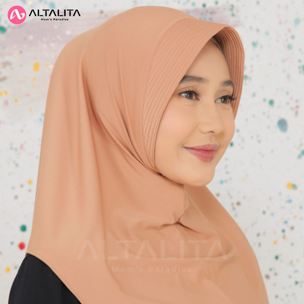 Altalita - Hijab Instan Qiara Penguin Kerudung Bergo Jersey Premium Ukuran S Jilbab Sporty Instant Menutup Dada Cocok Untuk Sekolah Olahraga Volly Futsal Senam dan Sehari-Hari