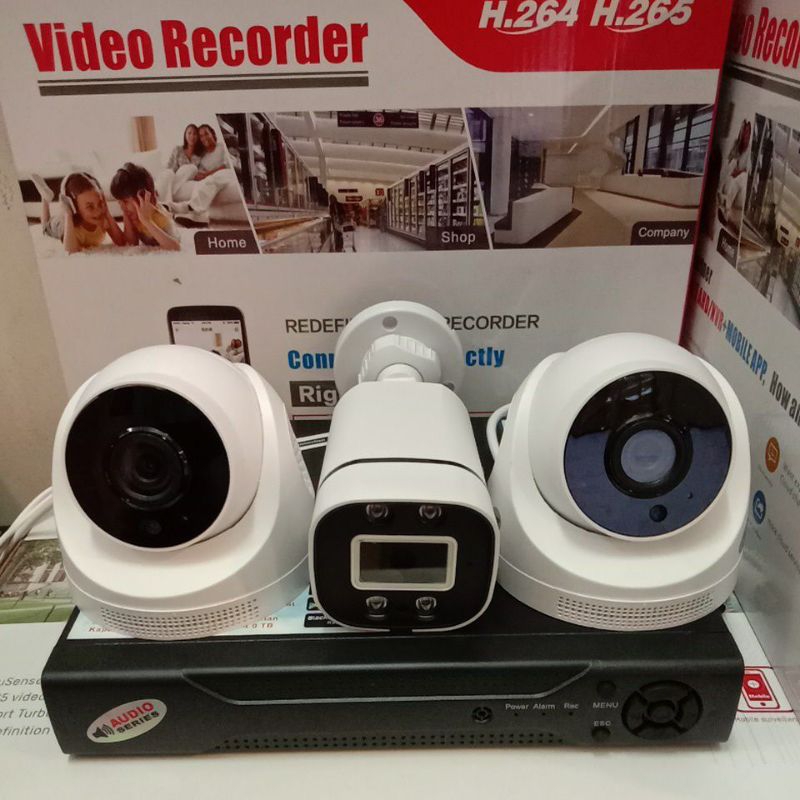 PAKET CCTV 5MP 2560P AUDIO SERIES 4 CHANNEL 3 KAMERA LENGKAP TINGGAL PASANG