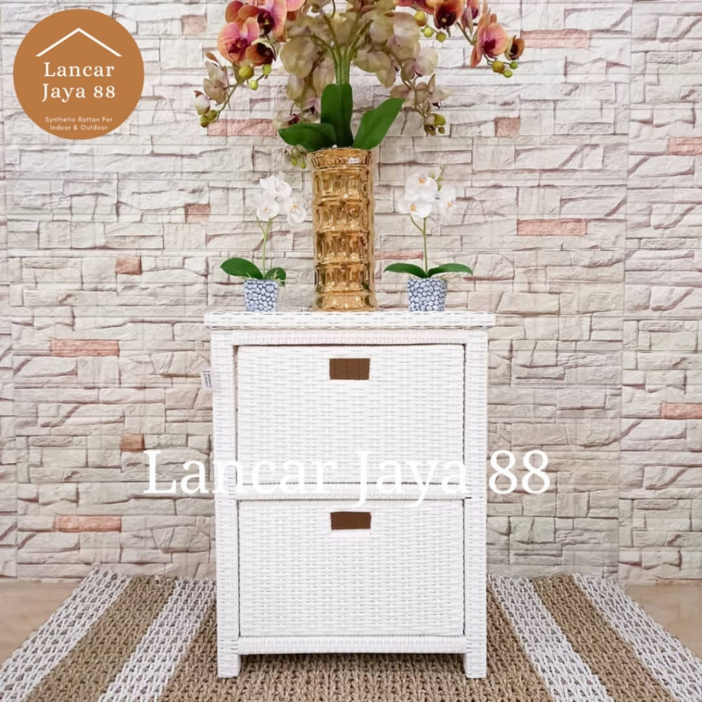 Lemari Plastik Susun 2 Rotan Sintetis