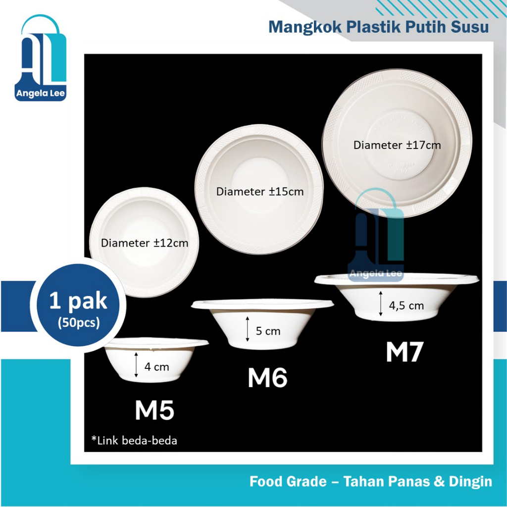 M7 Mangkok Plastik Putih Susu Besar isi 50pcs