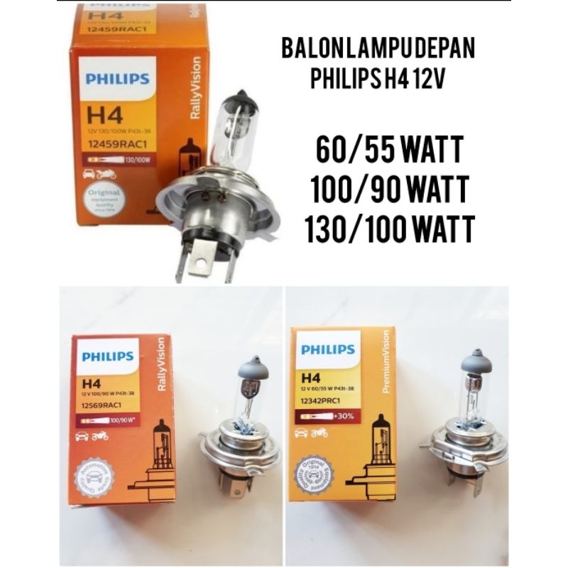 PHILIPS BALON LAMPU DEPAN H4 - AVANZA / XENIA / CALYA / SIGRA / AGYA / AYLA