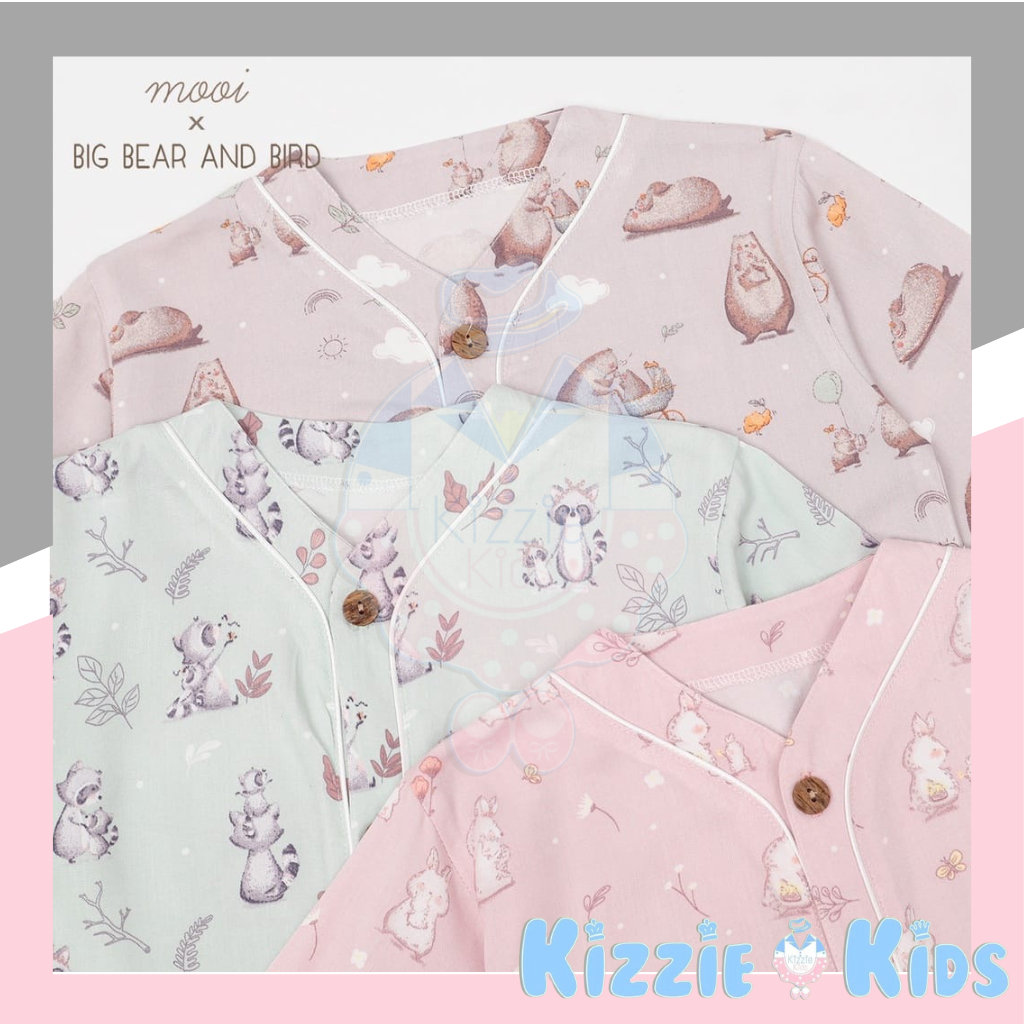 Mooi x Big Bear &amp; Bird Piyama Anak Baju Tidur Anak Short Pajamas Kids (PENDEK-PANJANG)