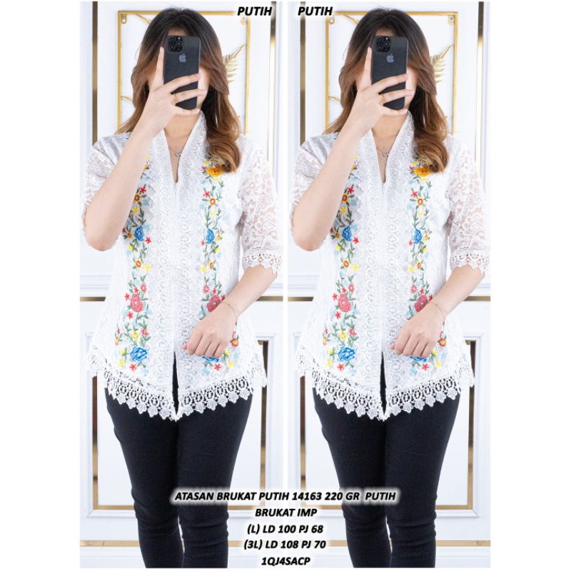 ATASAN BRUKAT BORDIR KEBAYA PUTIH FORMAL BAJU GEREJA KEBAYA TERLARIS  ASD 141633