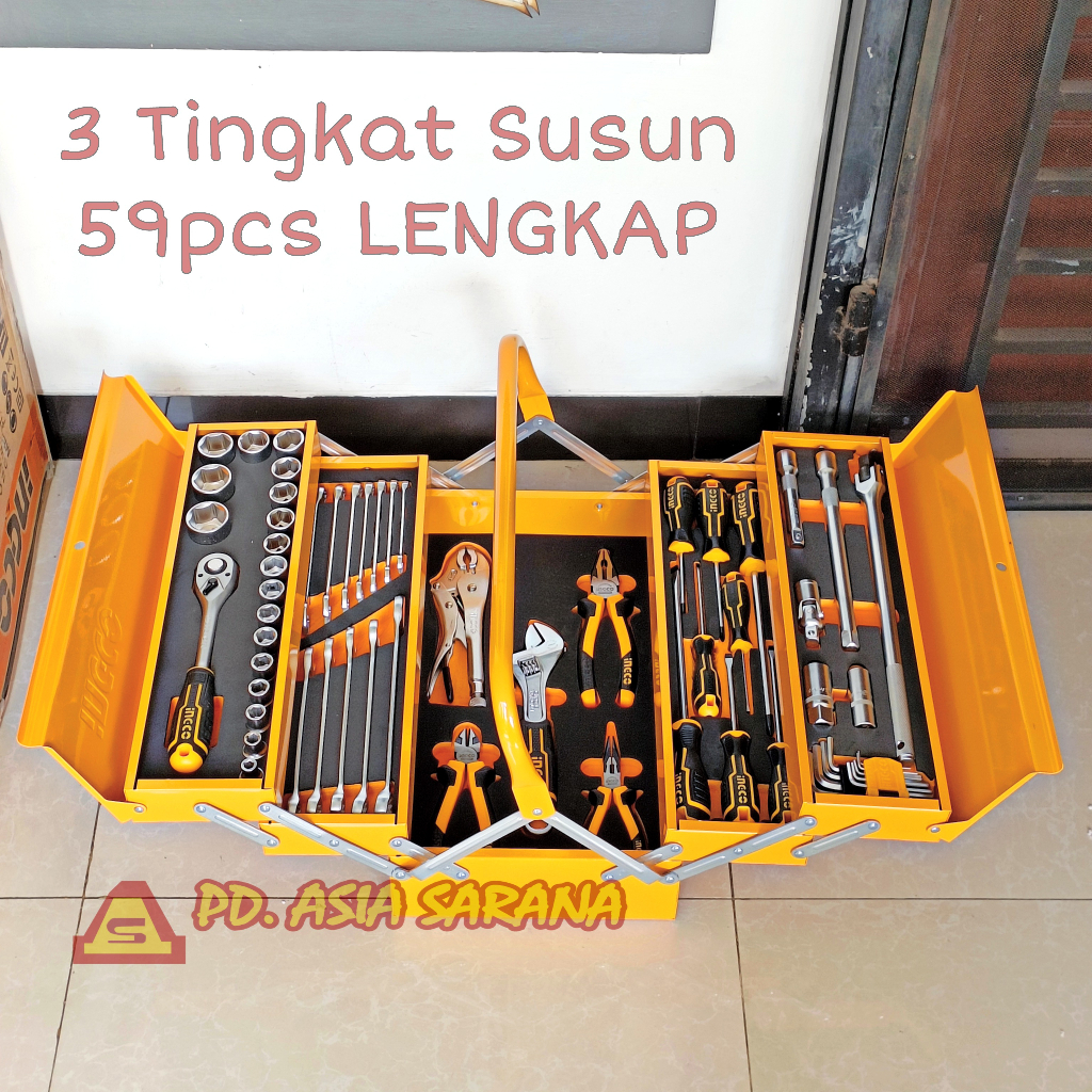Mechanical Tool Kit Set 59pcs INGCO HTCS15591 Kotak Perkakas Tingkat