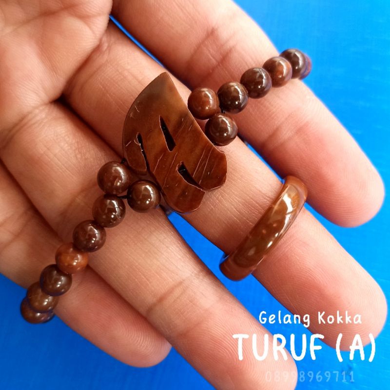 Gelang Kayu kaukah (HURUF A) Free cincin koka kokka kaokah kokah