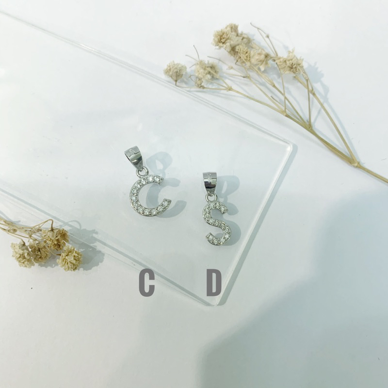 Liontin hati huruf gembok PERAK ASLI Silver 925 lapis emas putih