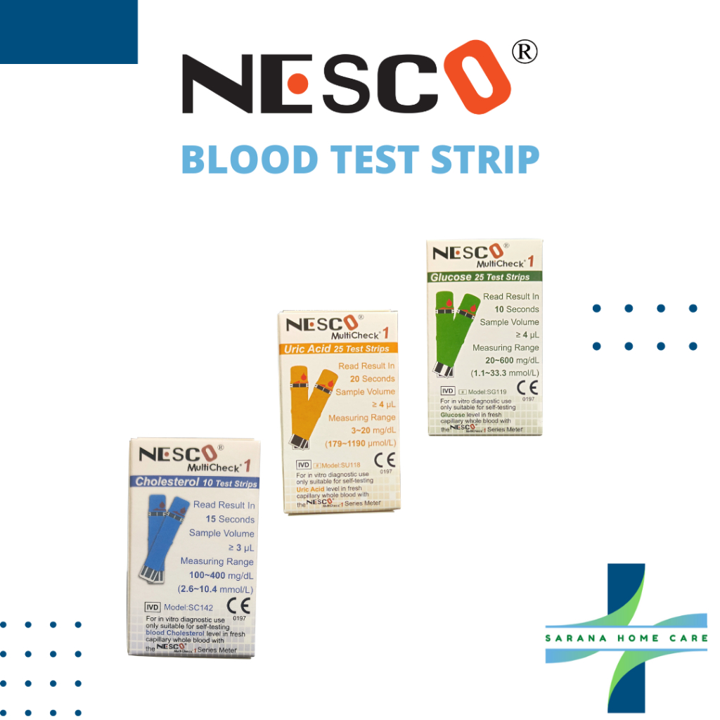 NESCO Blood Test Strip/Glucosa/Cholesterol/Uric Acid/gula/kolesterol/asam urat