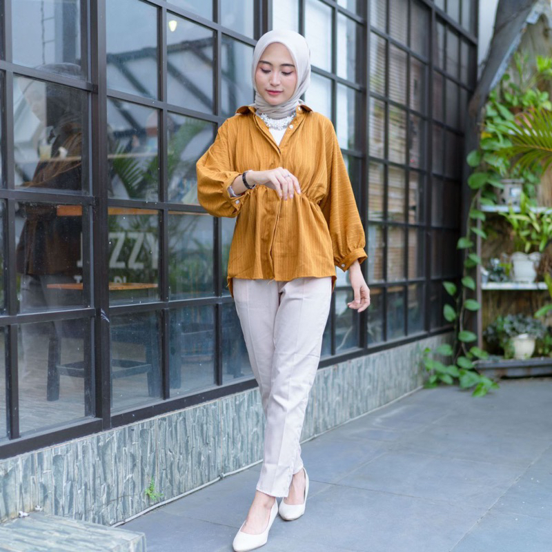 CRAZY SALE! Kemeja Wanita Serut Depan Tshirt Lady Crush Blouse Wanita