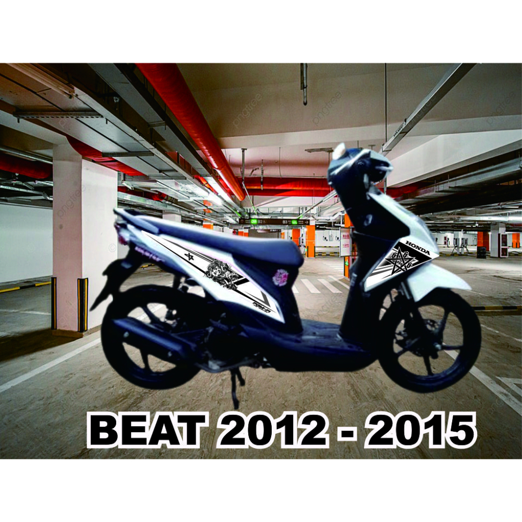 STRIPING STIKER LIST BEAT FI /  HONDA MATIK BEAT FI PUTIH 2013 2014 VARIASI STIKER / STRIPING MOTOR 