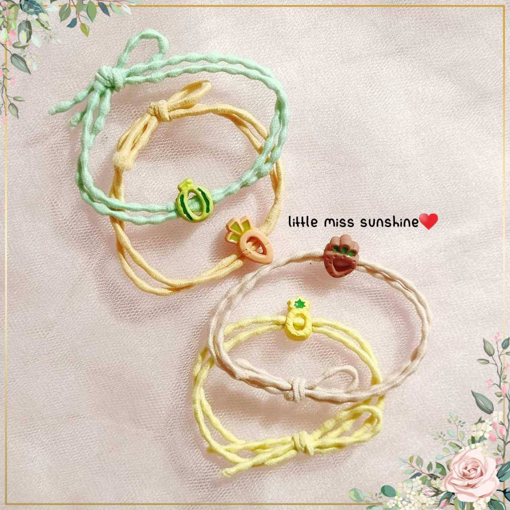 Ikat Rambut Hair Tie Pastel Kunciran warna warni scrunchie colour color Gemoy Motif lucu Tidak bikin kusut Sunflower Pita Rambut Unik High Quality Rubber High Quality ready stock siap kirim instan grosir termurah little miss sunshine malang