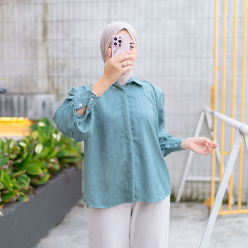 EXTRA SALE! Kemeja Lady Crush Lengan Balon Atasan Blouse Wanita Kekinian