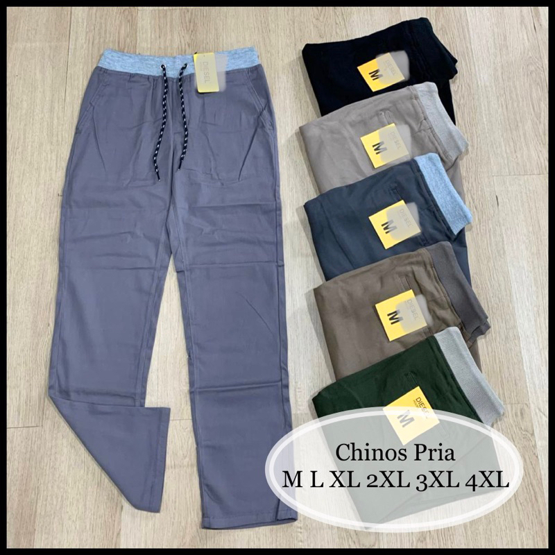 Celana Chinos Panjang Dieselaa Pria Cowok Clana Chino Reguler Fit Jumbo Big Size Cinos Kolor RIB Nevada Celana Formal dan Casual Clana Kerja Premium