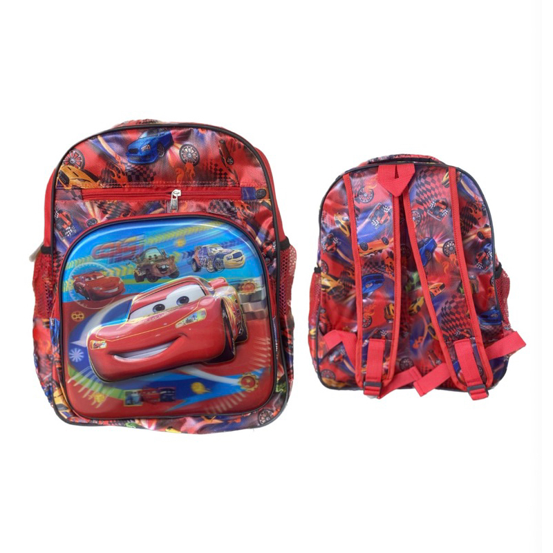 tas batok anak cowok tk/sd bepom import karakter kartun mobil