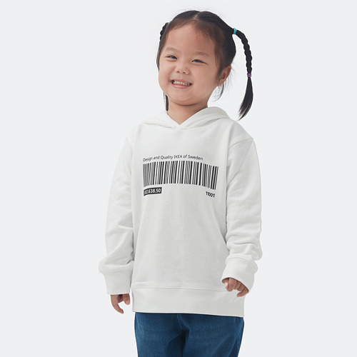 EFTERTRADA Jaket anak dengan penutup kepala hoodie, putih, 98/110 120/128