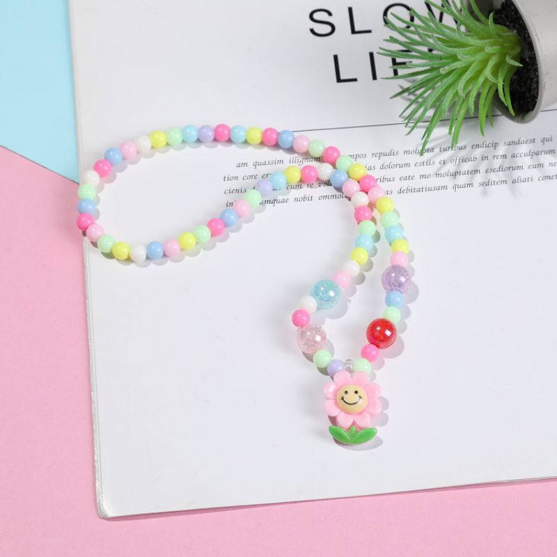 PROMO 6.6 Kalung Manik Anak Warna Warni Lucu Bandul Karakter Cantik