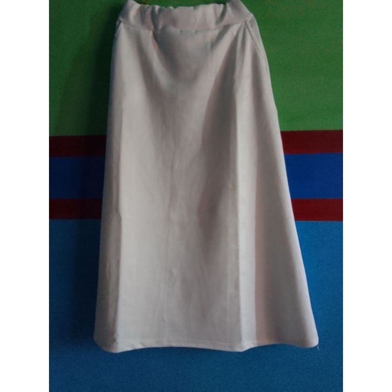 pl rok line A warna putih, cream dan hijau army