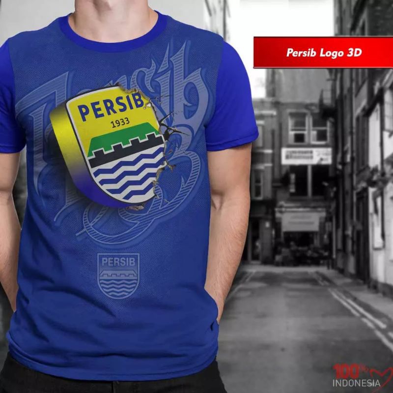KAOS BOLA PERSIB LOGO 3D KAOS DISTRO PRIA JUMBO