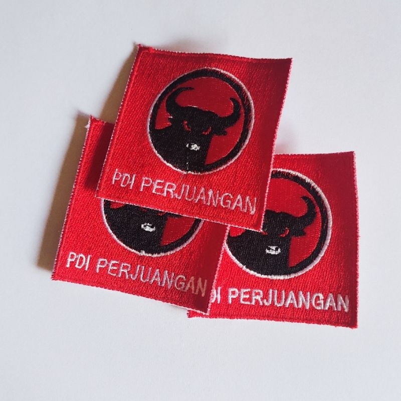 Bordir Komputer Logo Emblem Patch Bet Badge Parpol Pemilu PDIP PDI Perjuangan Stich Tebal Kepala Ban