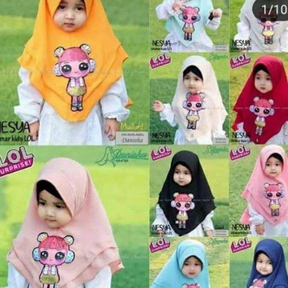 Hijab LOL LED MUSIK Kerudung Music Krudung Jilbab anak Bunyi MUSIK & Nyala Lampu