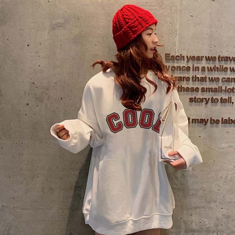 Kaos Stasan Wanita Oversize Couple Sweater American Vintage Letter Cartoon Graphic Priting Top Kekinian Casual Sweater