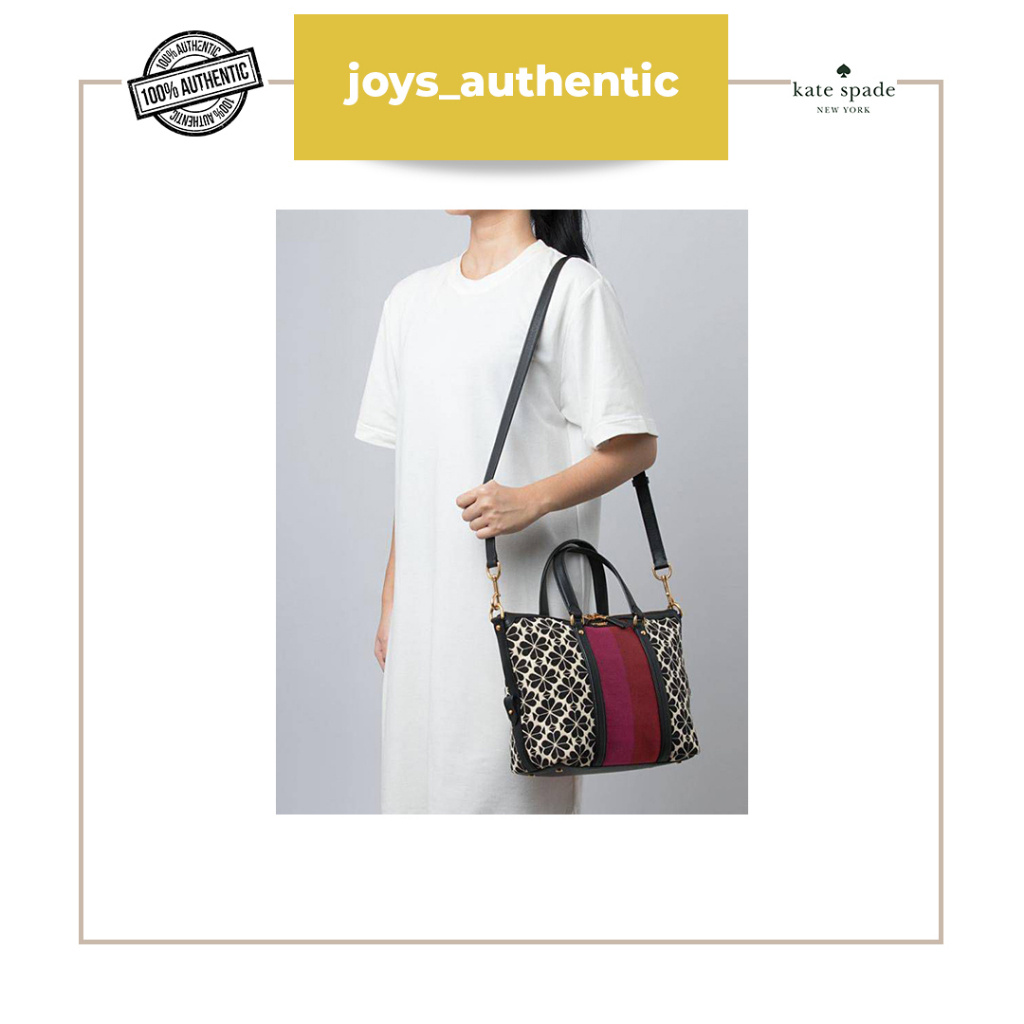 Tas Wanita Kate Spade Faye Medium Satchel Flower Jacquard Cream Multi Woman Bag Authentic Original