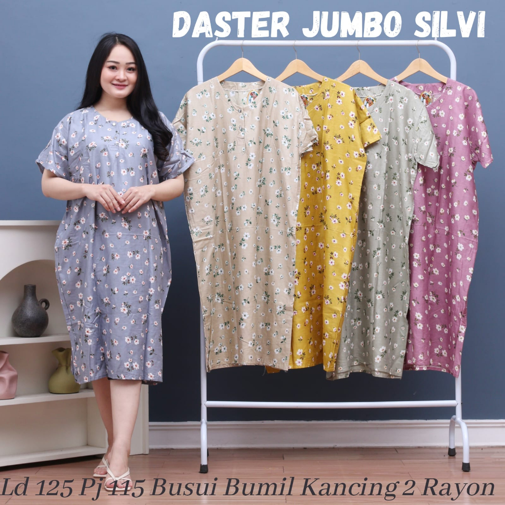 DASTER JUMBO SILVI BUSUI LD 125 - 130 / PJ 115 DADA KANCING BAHAN RAYON SANTUNG ADEM BERKUALITAS.